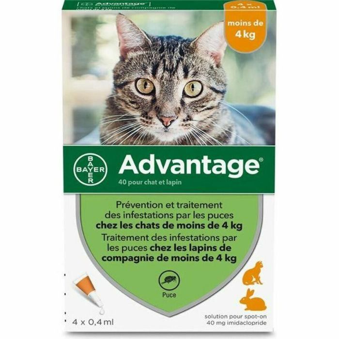 VENTAJA 40 - 4 pipetas antiparasitarias - Para gatos y conejos de menos de 4 kg