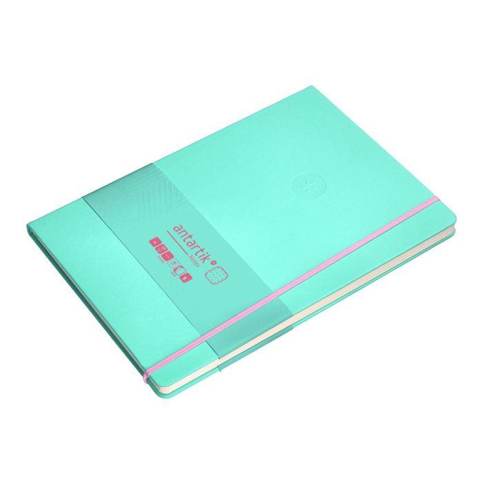 Cuaderno Con Gomilla Antartik Notes Tapa Dura A4 Hojas Puntos Rosa Y Turquesa 100 Hojas 80 gr Fsc 5