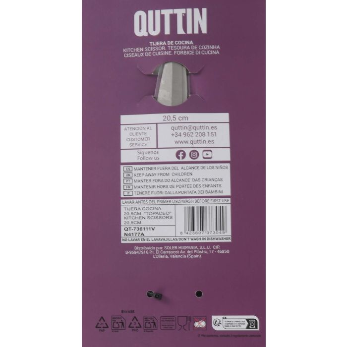Tijera de cocina Topaceo Quttin 20 cm (18 Unidades) 3 Tijera de cocina Topaceo Quttin 20 cm (18 Unidades) 3