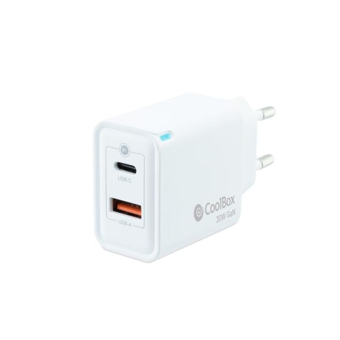 COOLBOX Cargador USB Pared COO-CUP-30CA GAN 30W USB-C/USB-A QC3.0 Blanco 0 COOLBOX Cargador USB Pared COO-CUP-30CA GAN 30W USB-C/USB-A QC3.0 Blanco 0