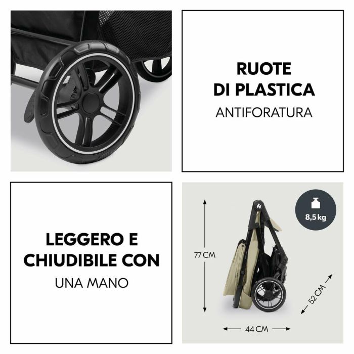 Hauck Set de viaje 2 en 1 Shop N Care Cochecito Silla de auto Adaptadores 4 ruedas Verde oliva HAU1731474471319