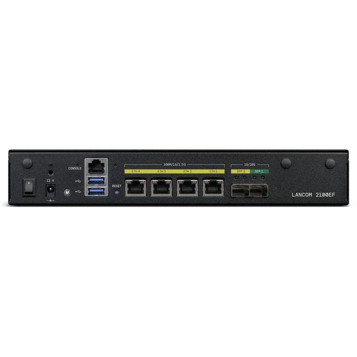 LANCOM 2100EF Router Gigabit Switch 3 Puertos RJ-45, 2x SFP+, 2x USB 3.2, VoIP RTP/SIPS/SRTP, Firewall, VLAN 1U Negro 1