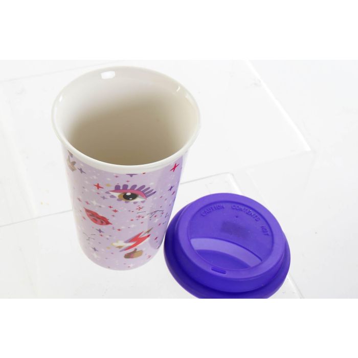 DKD Home Decor Mug Good Luck de Porcelana y Silicona, 400 ml, Colores Lila Malva - Set 6 Unidades, Alto 14 cm 2 DKD Home Decor Mug Good Luck de Porcelana y Silicona, 400 ml, Colores Lila Malva - Set 6 Unidades, Alto 14 cm 2