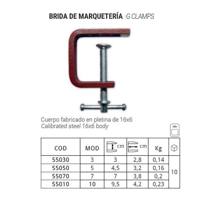 Piher Brida de marquetería 9,5cm Ref. 55010 - Pletina 16x6 1