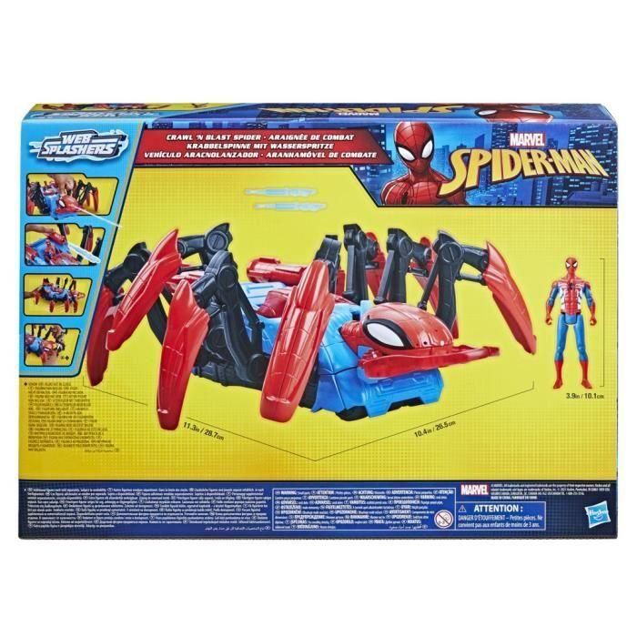 Marvel Spider-Man Spider Battle Vehicle, juguetes de superhéroes para niños, lanza agua y proyectiles, 4 años 3