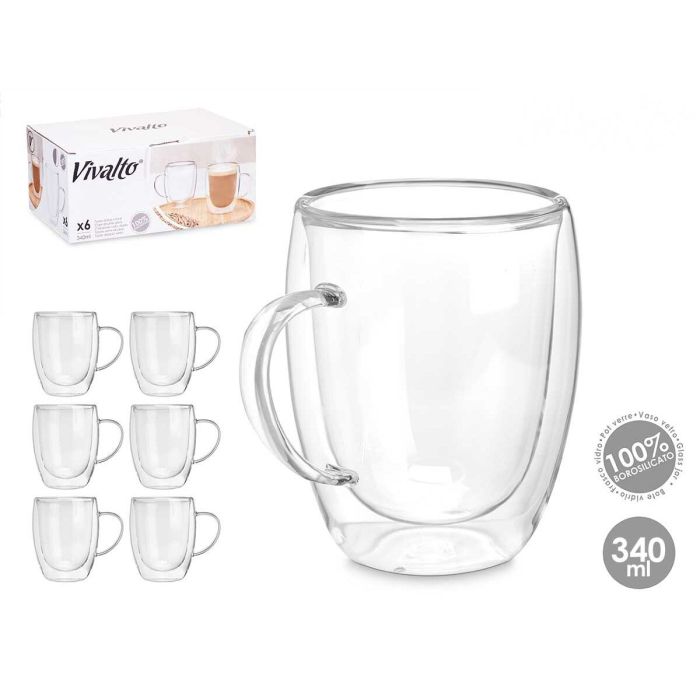 Taza Mug Vivalto OCT-DG2225L Transparente 340 ml (6 Unidades) 3