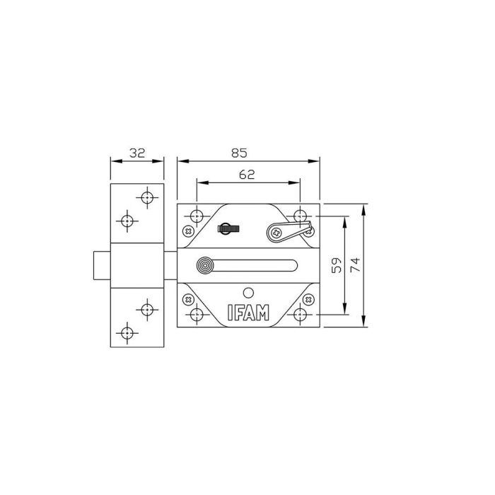 Ifam Cerrojo CS88SC Acabado Cromo Satinado para Puertas Izquierda o Derecha Cuerpo Acero Cierre 4 Vueltas Palanca 17mm 2