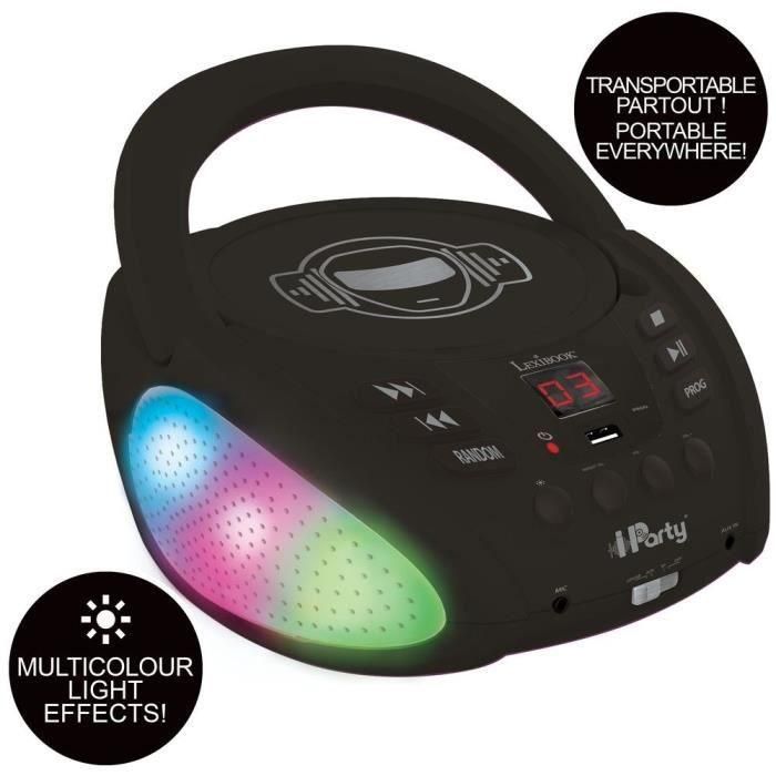 LEXIBOOK - Reproductor de CD iParty Bluetooth Light - USB 3 LEXIBOOK - Reproductor de CD iParty Bluetooth Light - USB 3