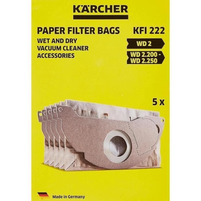 KÄRCHER Bolsa de filtro de papel, paquete de 5 1