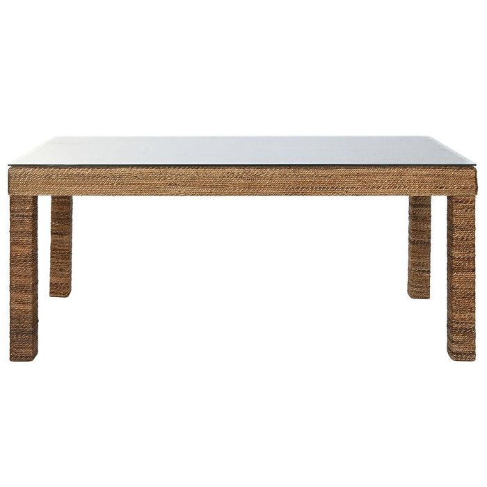 Mesa de Comedor Home ESPRIT Natural Cristal Templado Fibra madera de teca 180 x 90 x 77 cm 1 Mesa de Comedor Home ESPRIT Natural Cristal Templado Fibra madera de teca 180 x 90 x 77 cm 1