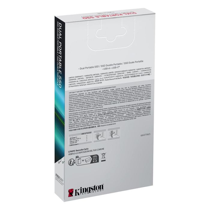 Kingston SPSD/512GB Disco Externo SSD Portable Dual 512GB USB Tipo-C y USB 3.2 Rojo