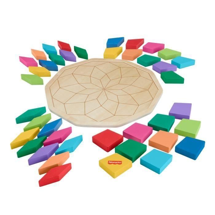 Fisher-Price Rompecabezas Mandala Madera HXT94 - Rompecabezas Educativo para Niños +3 Años con Piezas de Colores
