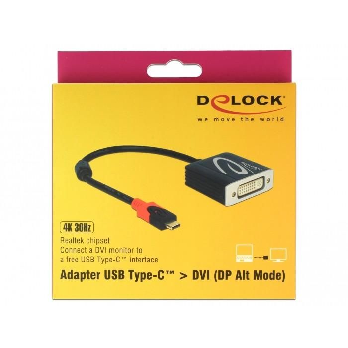 DeLOCK Adaptador USB Type-C Macho a DVI Hembra DP Alt Mode 4K 30 Hz