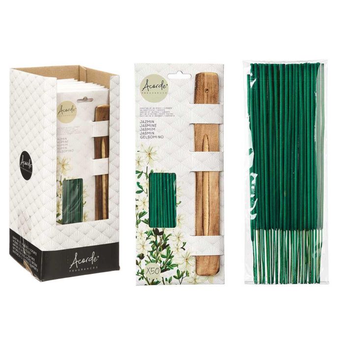 Set 50 Barras Incienso Jazmin con Soporte de Madera, 12x29.5x2 cm - Acorde (24 Unidades) 2 Set 50 Barras Incienso Jazmin con Soporte de Madera, 12x29.5x2 cm - Acorde (24 Unidades) 2