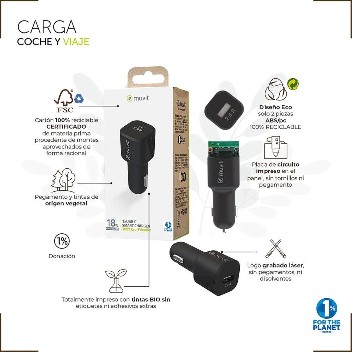 muvit for change cargador coche Tipo C PD 30W negro 7