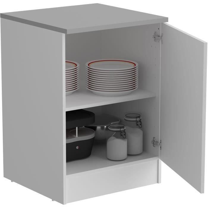 Oslo muebles bajos 1 puerta + tableta + plan - decoración blanca mate - l 60 x d 60 x h 86 cm 2 Oslo muebles bajos 1 puerta + tableta + plan - decoración blanca mate - l 60 x d 60 x h 86 cm 2