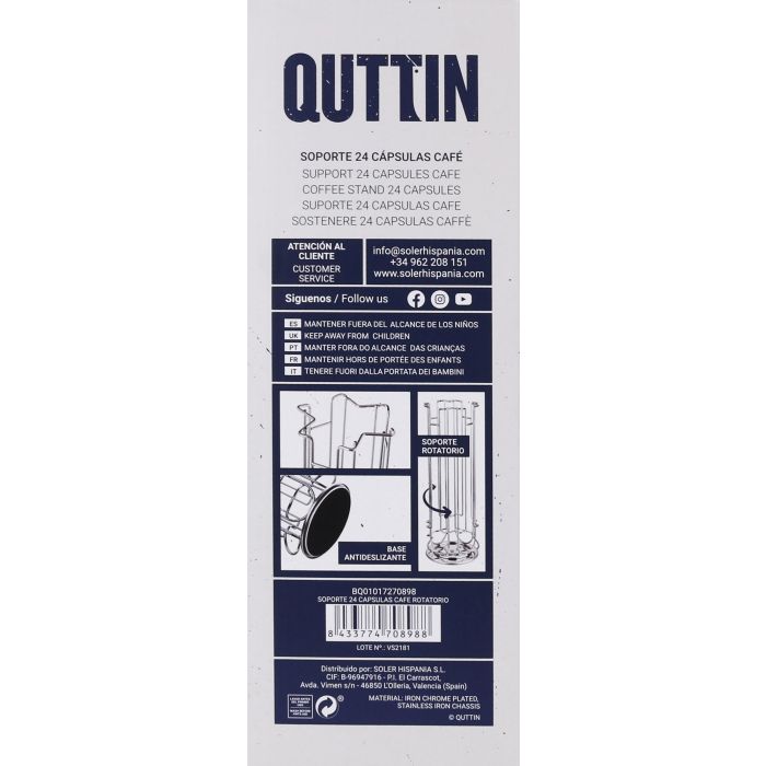 Quttin Soporte para 24 Cápsulas de Café Rotatorio - 13.5 x 33 x 13.5 cm (6 Unidades) 8