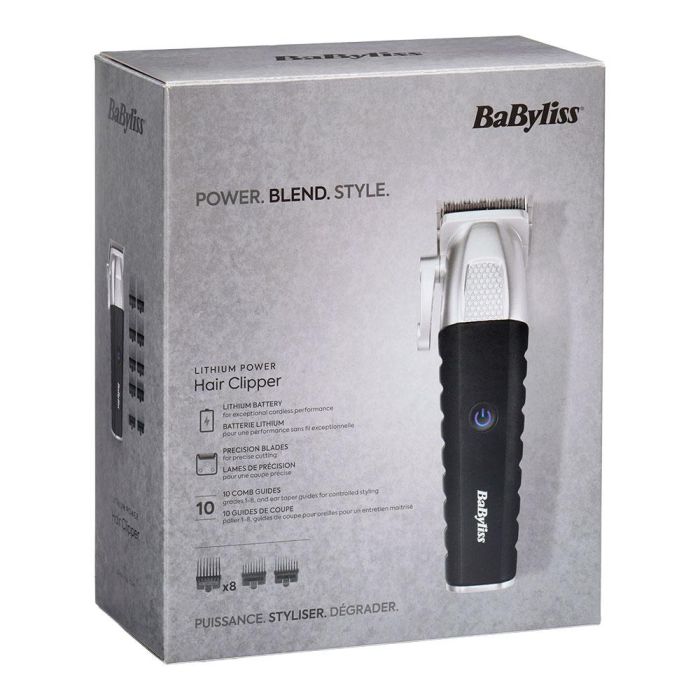 BaByliss E812E Cortapelos Lithium Power para Hombre con Cuchillas Japonesas, 8 Peines Guía, Batería 3h 4