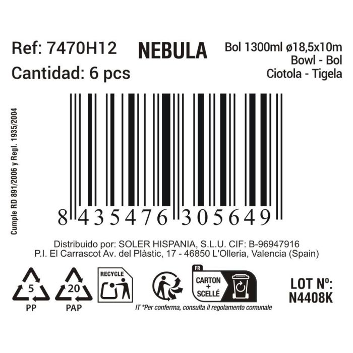 La Mediterranea Bol 1300 ml Ø18.5x10 cm "Nebula" Md 2