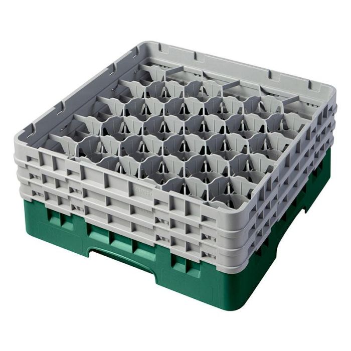 CAMBRO - 30S638-119 - Cesta de lavado 30 comp. 3 alturas - 7,84 cm Ø máx. - alt. máx. 17,6 cm - 50 x 50 x 22,5 cm - Verde sherwood