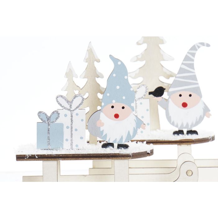DKD Home Decor Decoración Navidad Fantasía Trineo MDF Azul Gris Surtido 11x5.5x12.5 cm (12 Unidades) 1