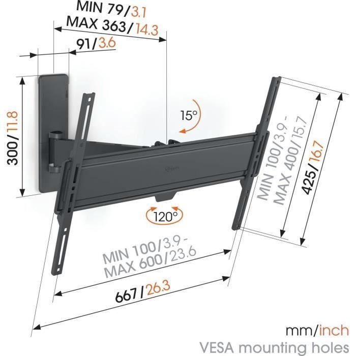 Vogel's VOG1724738434934 Soporte de pared para TV TVM 1623 Full-Motion Large, 1 brazo, 40-77 pulgadas 2