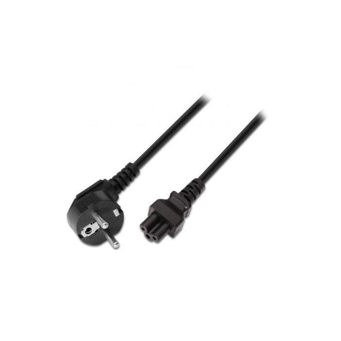 Aisens Cable de Alimentación Trébol CEE7 Macho a C5 Hembra Acodado-M Negro 1.5M para Cargador Portátiles