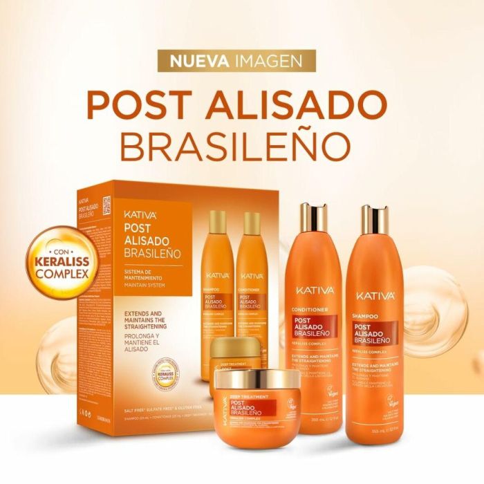 Kativa Profesional Post Alisado Brasileño - Lote 3 pz con Champú, Acondicionador - Keratina y Ácido Hialurónico Anti-Frizz 5
