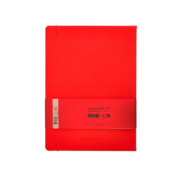 Cuaderno Con Gomilla Antartik Notes Tapa Dura A4 Hojas Cuadricula Rojo 100 Hojas 80 gr Fsc 2