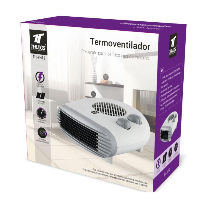 Thulos Termoventilador TH-FH12 Eléctrico Portátil, 2 Posiciones de Calor, 1000W - 2000W 1 Thulos Termoventilador TH-FH12 Eléctrico Portátil, 2 Posiciones de Calor, 1000W - 2000W 1