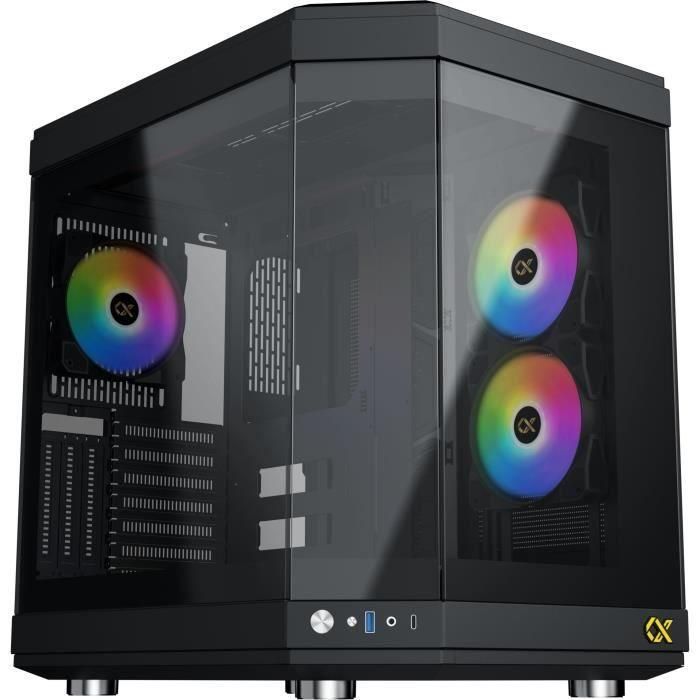 Caja PC Cube sin fuente de alimentación - XIGMATEK CUBI (Negro) - E-ATX/ATX/Micro ATX - 6x120mm A-RGB - USB-C/3.0 - Vidrio templado