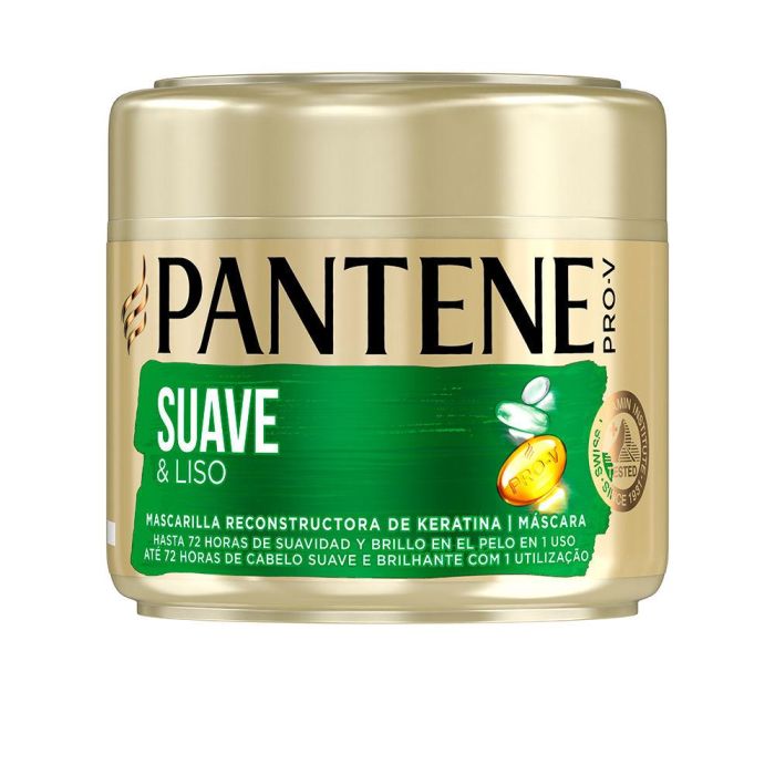 Pantene Mascarilla Suave y Liso 300ml - Tratamiento Intensivo Alisador Antiencrespamiento con Queratina para Cabello Suave