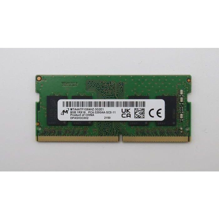 Lenovo SODIMM memory module, 8GB capacity, DDR4 standard, 3200MHz speed, designed for laptops, 260-pin configuration. Lenovo SODIMM memory module, 8GB capacity, DDR4 standard, 3200MHz speed, designed for laptops, 260-pin configuration.