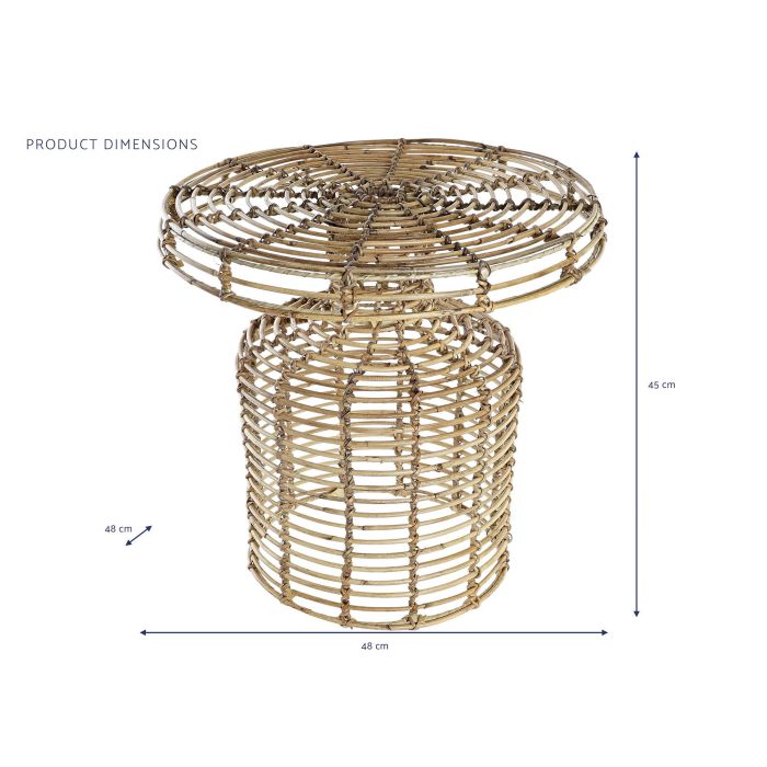 DKD Home Decor Mesita Auxiliar Balines de Ratán Natural 48 Ancho x 45 Alto x 48 Largo cm Doble Cara 3 DKD Home Decor Mesita Auxiliar Balines de Ratán Natural 48 Ancho x 45 Alto x 48 Largo cm Doble Cara 3