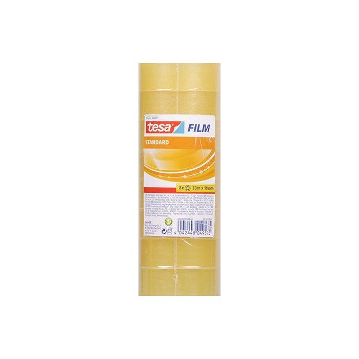 Tesa Cinta Adhesiva Transparente Standard 19 mm x 33M, Rollo Torre 8 Unidades