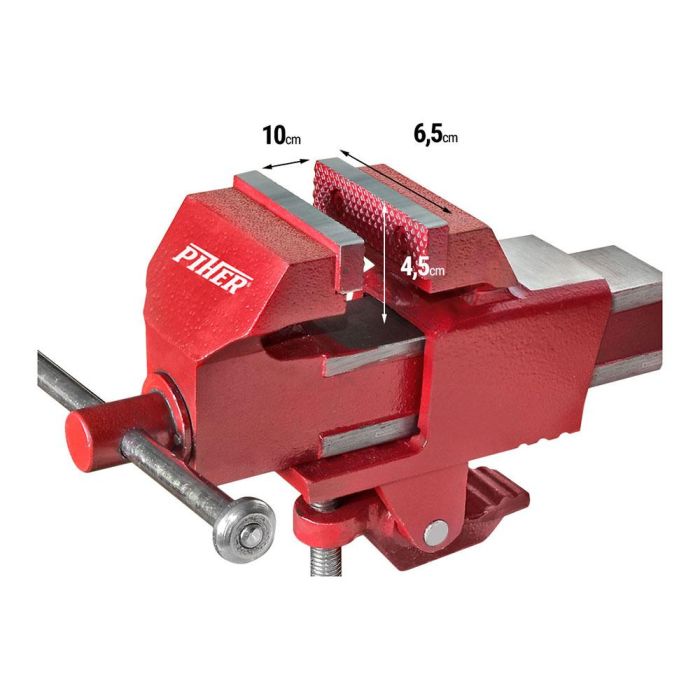 Piher 55007 Tornillo de Banco Móvil Guía Cuadrada Mordazas Intercambiables Acero Templado 1
