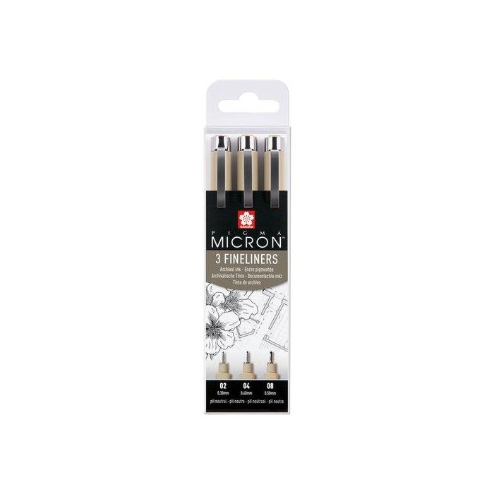 Talens Rotuladores Permanentes Pigma Micron Fineliner Negro - Estuche de 3 (0.30 mm, 0.4 mm, 0.5 mm)
