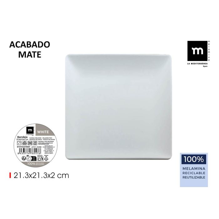 Bandeja Melamina Blanca 21.3x21.3x2 cm La Mediterran - Inde (12 Unidades) Bandeja Melamina Blanca 21.3x21.3x2 cm La Mediterran - Inde (12 Unidades)