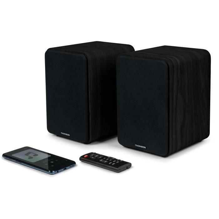 Thomson THO3499550387865 Altavoces WS600DUO | Juego de 2 con caja de madera, 100W, Bluetooth 5.0, 2 salidas RCA, Negro 5