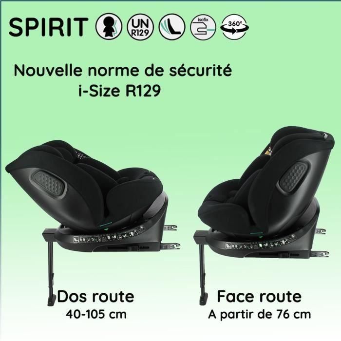 Nania NAN3507460234398 Silla de coche Isofix R129 Spirit 40-150 cm Giratoria De Espaldas a la Marcha Reclinable Negra 2