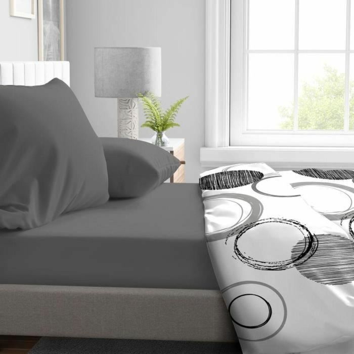 Home Linge Passion HP71762 Sábana Bajera Ajustable Microfibra 90 x 190 cm + 30 cm Capó Gris Antracita 3