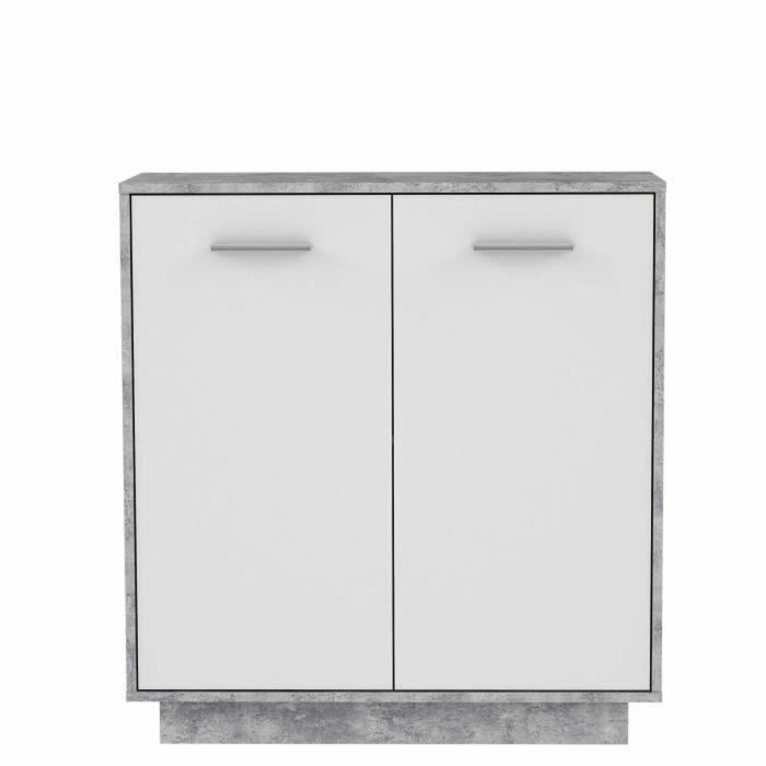 Unidad de almacenamiento PILVI con 2 puertas - Hormigón blanco y gris claro - An. 82,9 x An. 34,2 x Al. 88,1 cm 4