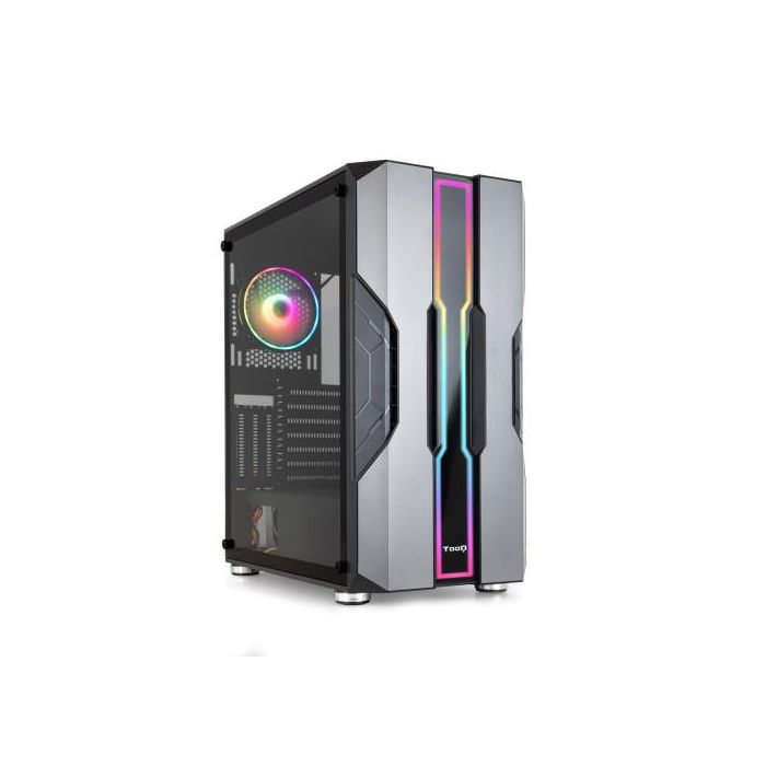 Tooq Caja Semitorre Gaming TQGCC103-B Nightcity Negra con Panel LED ARGB y Ventana Cristal Templado