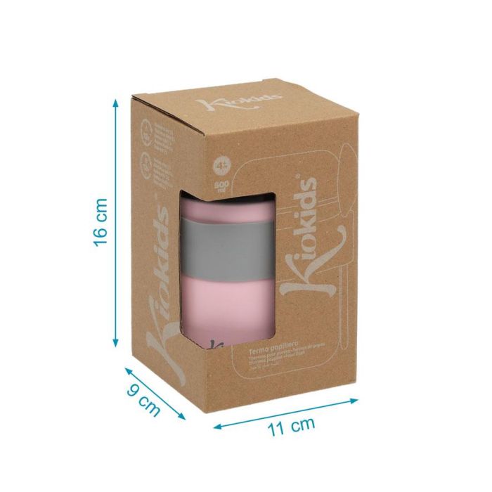 KioKids Termo Papillero Acero Inoxidable 500 mL con Cuchara Rosa Mantiene Temperatura 12h Ideal Niños +0 Meses 5