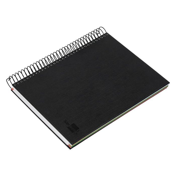 Cuaderno Espiral Liderpapel A5 Micro Papercoat Tapa Forrada 140H 75 gr Cuadro5 mm 5 Bandas 6 Taladros Negro 6