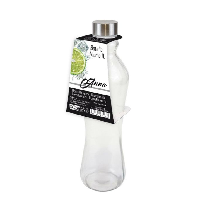 Botella de vidrio con tapón de metal 1Lt - Anna (12 Unidades) 6 Botella de vidrio con tapón de metal 1Lt - Anna (12 Unidades) 6