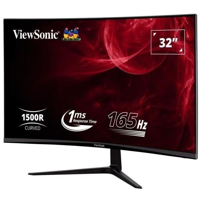 Pantalla curva para juegos de PC - VIEWSONIC VX3218 - PC - MHD - 32 FHD - Panel VA - 1 ms - 165Hz - DisplayPort - AMD FreeSync 1