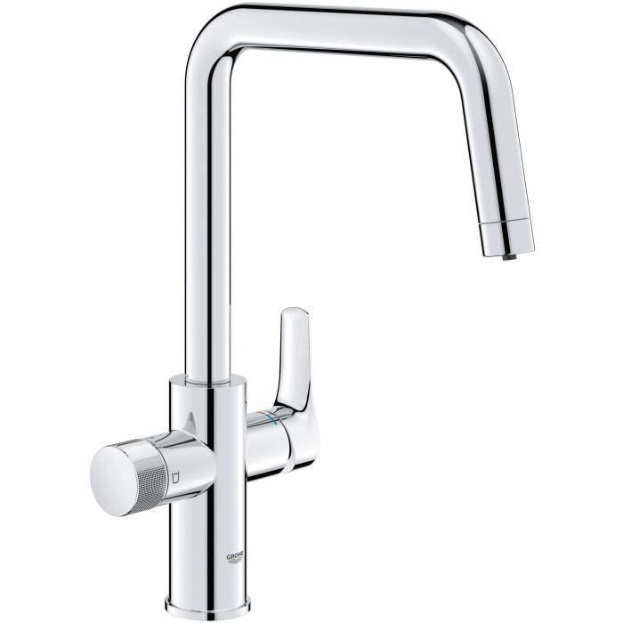Grifo de cocina con filtro - Cromo - Filtración de agua - Caño alto en U - Rotación 150° - GROHE Blue Pure Start - 30595000 Grifo de cocina con filtro - Cromo - Filtración de agua - Caño alto en U - Rotación 150° - GROHE Blue Pure Start - 30595000