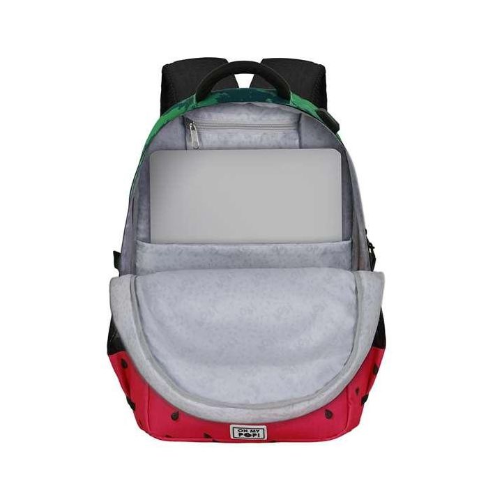 Karactermania OMP! Run. Plus FAN Melty Melo Mochila Verde 44x34x21 cm con Gran Capacidad, 3 Compartimentos, Bolsillo para Portátil y Puerto USB 4