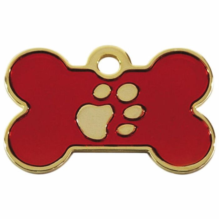 Placa identificativa para collar Imarc Bone Rojo Dorado 1